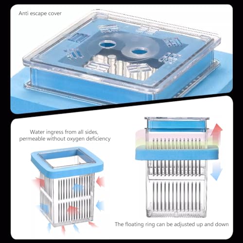 Image of La La Pet Floating Fish Breeding Box with Lid Parent Fish and Baby Fishes Aquarium Divider Hatching Box with Adjustable Floating Ring Transparent Incubator