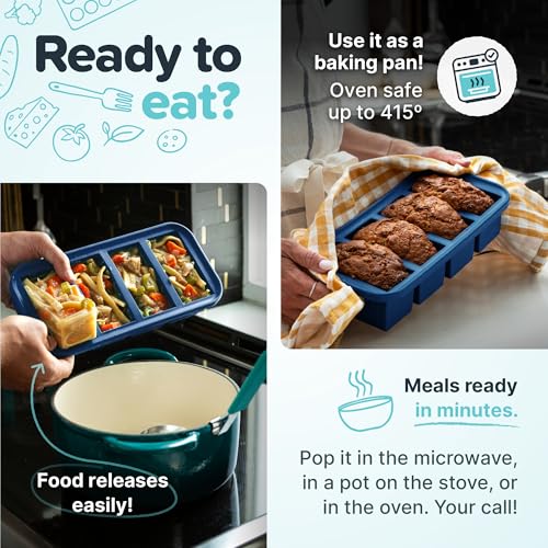 Image of Souper Cubes 1 /2 Cup Silicone Freezer Mold with Lid, Blueberry, 1-Pack | 100% Platinum-Cured Silicone Freezer Cube, Oven & Microwave Safe, Perfect for Freezing Broth, Sauces, Sides and More