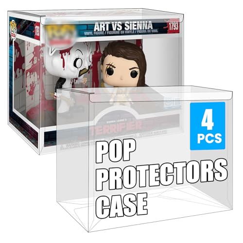 4 Pack 0.5mm Pop Protectors Compatible with Funko Pop Towns/Moments/Rides – Heavy Duty Crystal Clear Display Case, Scratch Resistant, Auto-Lock Bottom, Protective Film