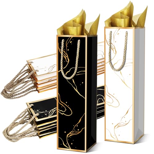 Fingertip Wd MG4OR6234 20 Pack Wine Gift Bag With Handles, Wine Bag With Tissue Paper, Wine Bottle Gift Bags For Christmas, Weddings cover