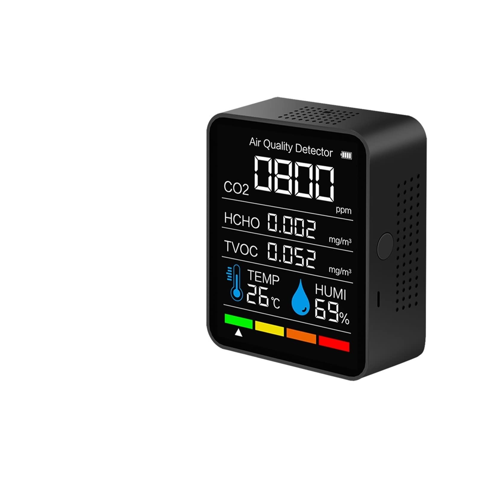 Gas Detectors, Carbon Dioxide Detector CO2 Smart Digital Meter Indoor Temperature Humidity Sensor Tester Air Quality Monitor(Nero)
