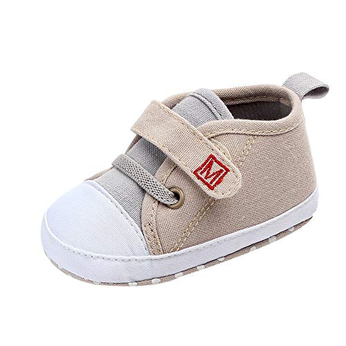 LANSKIRT Zapato de Lona Niña Recién Nacido Niñas Niños Primeros Zapatos para Caminar Zapatitos Primeros Pasos con Letras Calzado con Velcro para Bebés