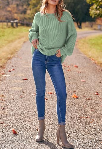 Image of PRETTYGARDEN Womens Sweaters Spring 2026 Oversized Chunky Knitted Pullover Sweater Casual Long Sleeve Crewneck Cute Sweaters