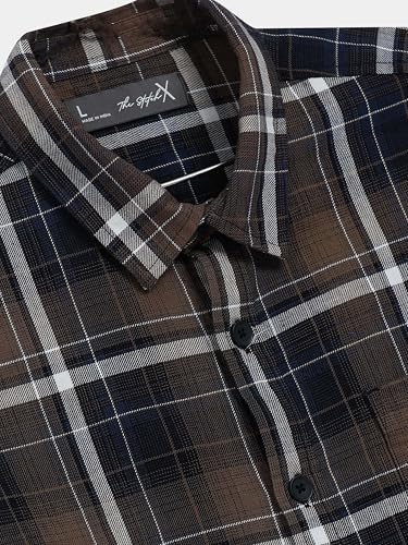 Image of StitchX Men's Full Sleeve Checkered Casual Spread Collar Cotton Shirt