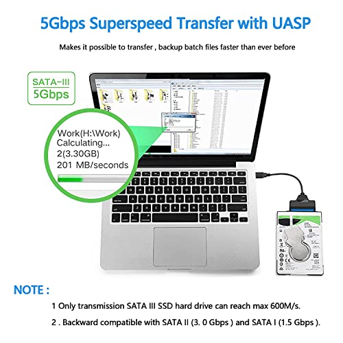 cable sata Adaptador sata a usb 3.0 Adaptador ssd usb Compatible con discos duros externos e internos Adaptador SSD/HDD de 2,5 pulgadas Compatible con los sistemas operativos Windows, Mac y Linux