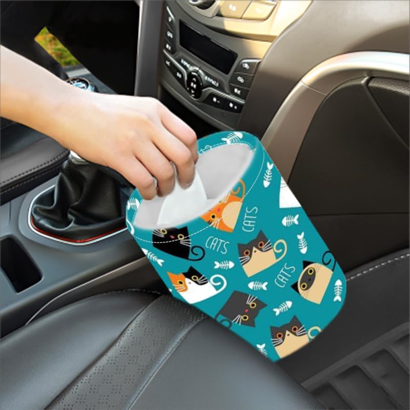 Image of Portable Reusable Waterproof Car Trash Bin, Multipurpose Vehicle Organizer, Road Trip Essentials (Certoon cat)
