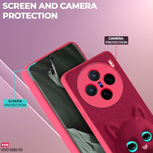 Image of AESTMO Back Case Cover for Vivo X200 5G Back Cover | 3D Cat Cover | Leather Finish | Full Body Protection | Camera Protection Back Cover for Vivo X200 5G (Pink)