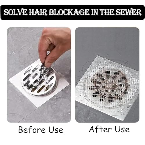 Image of Rushwak Round Disposable Shower Drain Hair Catcher, Shower Drain Cover, Floor Sink Strainer Filter Mesh with Stickers for Bathroom, Bathtub, and Kitchen