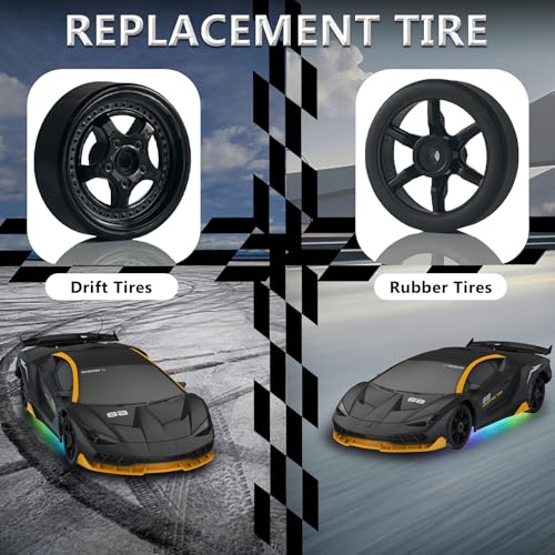 Image of Remote Control Car RC Drift Car 2.4GHz 1:24 4WD 15KM /H High Speed Racing Sport Car with LED Lights Drifting Tire Racing Sport Toy for Adults Boys Girls Kids Gift