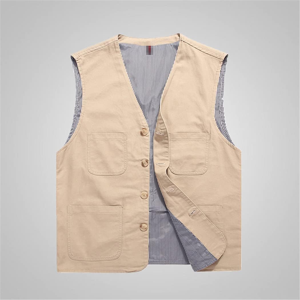 KEHAIOO Autumn Men Denim Vest, Middle GED Elderly Thin Casual Sportswear, Cotton Jeans Jacket Button Coats Plus Size