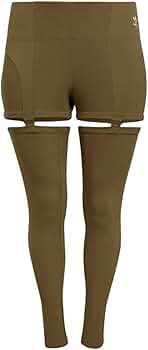 adidas Women's Plus Size Rib Two-in-One Tights, Focus Olive