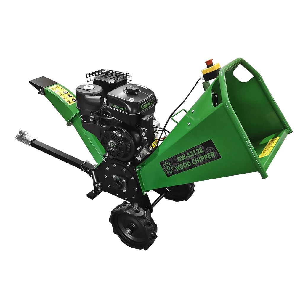 Grünwelt GW-S312E Broyeur à bois avec démarreur électrique Moteur à essence 18 CV