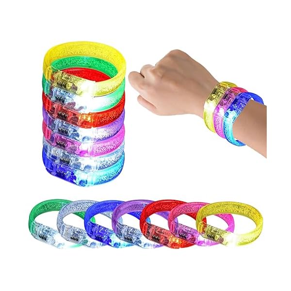 14pcs Glow Bracelets with 14pcs Spare Batteries Glow in The Dark Bracelets Toys for Party Favors