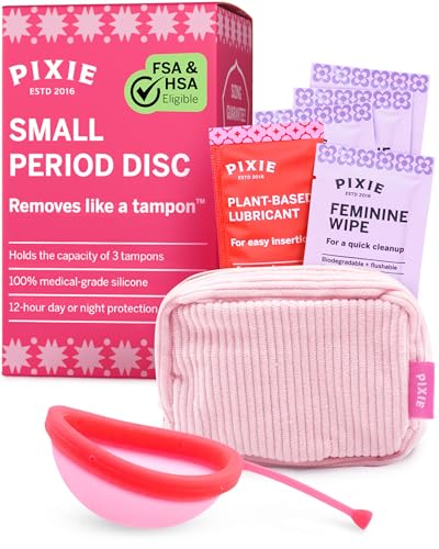 Image of Pixie Menstrual Disc for Feminine Care - Ranked 1 for Best Tampon Alternative Period Disc - 100% Medical-Grade Silicone - Removes Like a Tampon - Wear 12 Hours - Capacity of 3 Tampons (Small)