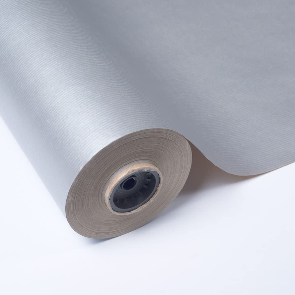 PAKOT | Rollo Papel de Regalo Kraft Verjurado Plata - Bobina Grande 70CM X 100M - Ideal Regalos de Lujo y Comercios