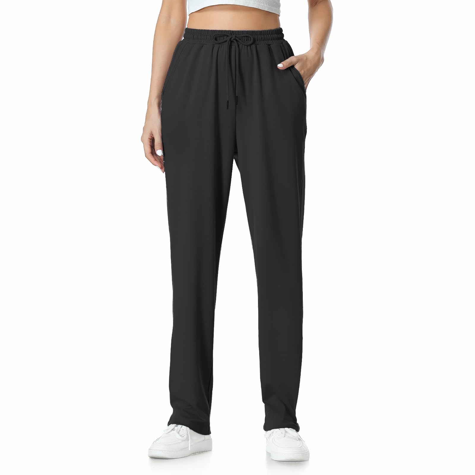 ALASTONE Womens Pants Straight Leg Sweatpants for Women Elastic Waist Work Pants Baggy Casual Drawstring Lounge Pants