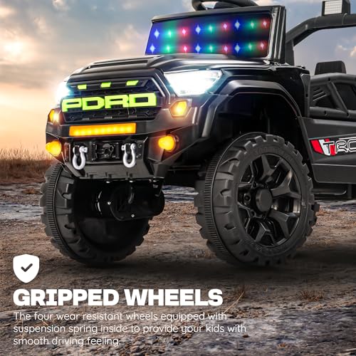 Image of Baybee Maverick Battery Operated Jeep for Kids with RGB Windshield Light, Bluetooth, USB & Music | Baby Big Ride on Battery Car | Electric Jeep Car for Kids to Drive for 2 to 6 Years Boys Girl (Black)