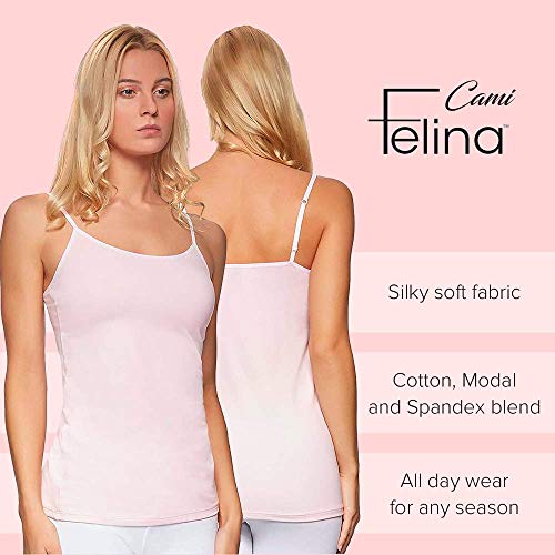 Felina Womens Cotton Modal Camisole, Adjustable Cotton Tank Top 3-Pack4