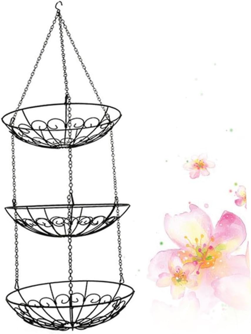 STOBAZA Iron Fruit Basket Dried Fruit Storage Kitchen Vegetable Rack Detachable Hook