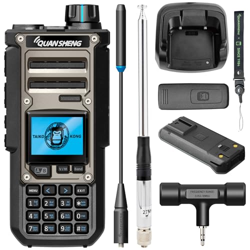 HYS Talkie-walkie Professionnel TK-11(8) 10 W VHF/UHF Port de charge C Batterie 3000 mAh Analyseur de spectre Antenne 27 MHz