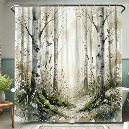 Rideau de douche imperméable haut de gamme fleurs et oiseaux - 5