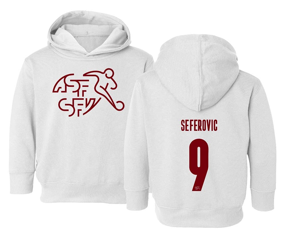 Flaura Europea Soccer 2020 Swiss #9 Haris SEFEROVIC Jersey Style Little Kids Girls Boys Toddler Hooded Sweatshirt (White, 5T)