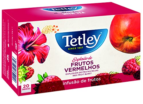Tetley - Infusión Explosión Frutos Rojos | Caja 20 Bolsitas | Ingredientes 100% Naturales - Con Teína
