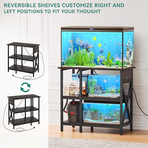 image for YITAHOME 10-29-37 Gallon Fish Tank Stand with Power Outlet, 30x16 Inch