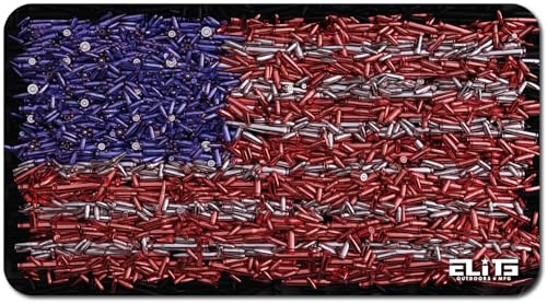 Elite Outdoors MFG | USA Flag of Bullets Gun Cleaning Mat | United States of America Design | Red, White & Blue Shell Casings | Made in The USA | Size 12x22 inches