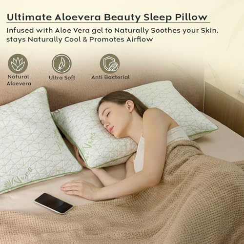 Image of AYKA Premium Aloevera Microfibre Pillow for Sleeping, Set of 4 | 17x27 Inch Hotel Luxury Bed Pillows | 100% Virgin Fiber Fill, Soft & Fluffy | Neck Support for Side, Back & Stomach Sleepers