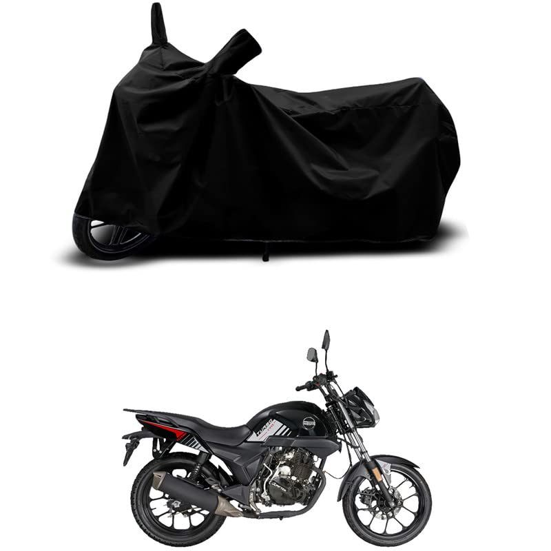 Image of 100% Scratchproof /UV-Rays /Heat Protection /Birds Dropping /Water Resistant /Dust Proof /Waterproof /Full Bike Scooty Two Wheeler Body Cover Compatible for Aftek Turbo TR-170 All Varients[Black]