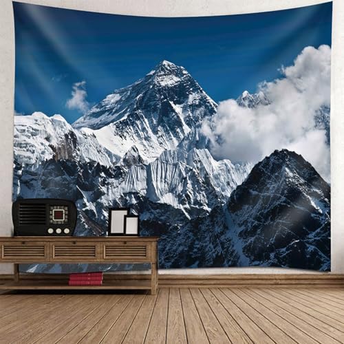 Montagne enneigée tapisserie 256x350CM grand paysage art pour chambre ados