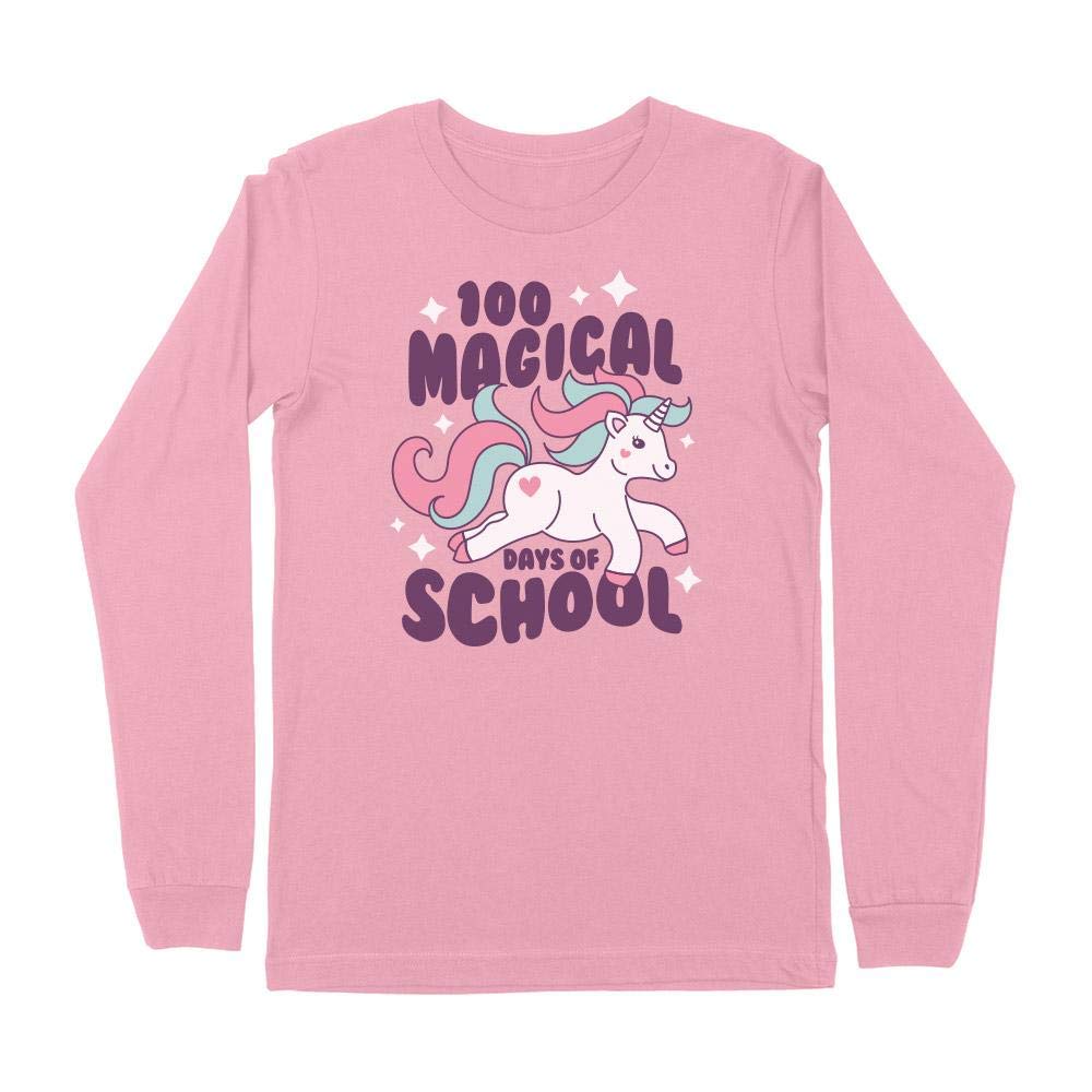 100 Magical Days of School Kids Long Sleeve T-Shirt Youth X-Small Light Pink