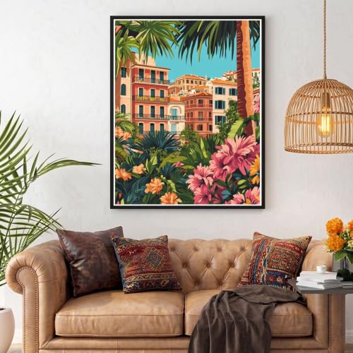 Kit de pintura de diamantes de ciudad tropical para decorar tu salón 7
