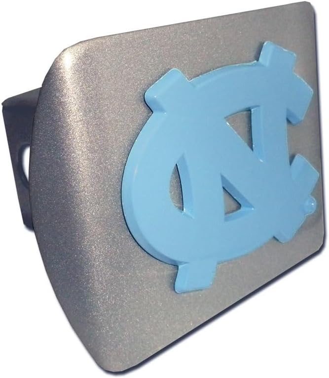 University of North Carolina Blue Emblem on Brushed Chrome Hitch Cover