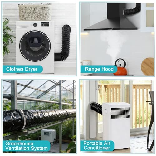 Dryer Vent Hose,4 Inch x 7.2 FT Flexible Aluminum Duct-PVC Aluminum Foil Multi-Layer Air Ducting for HVAC Ventilation, Exhaust Fan,Grow Tent,2 Clamps Included - Thumbnail 6