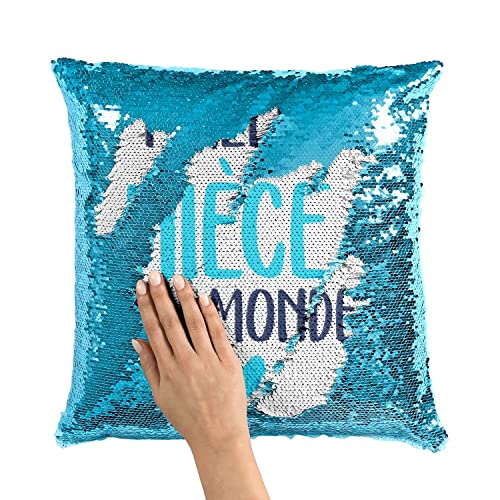 Coussin housse sequin turquoise nièce déco maison salon - 3