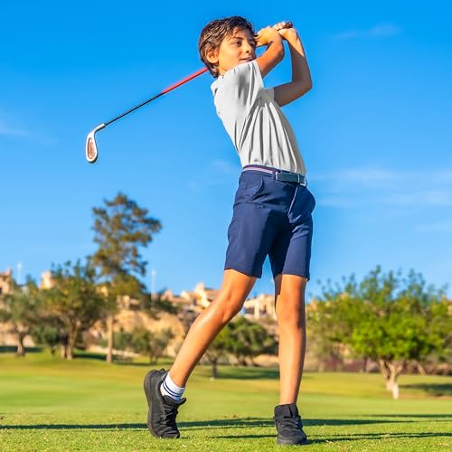 Image of Boys Polo Shirts Short Sleeve Striped Performance Moisture Wicking Dry Fit Golf Shirts for Boys Youth Kids