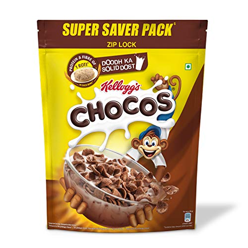 Image of Kellogg's Combo, Kellogg's Chocos, High in Protein, B Vitamins, Calcium And Iron, 1.2kg Pack and Kellogg's Corn Flakes Real Strawberry Puree, 575g