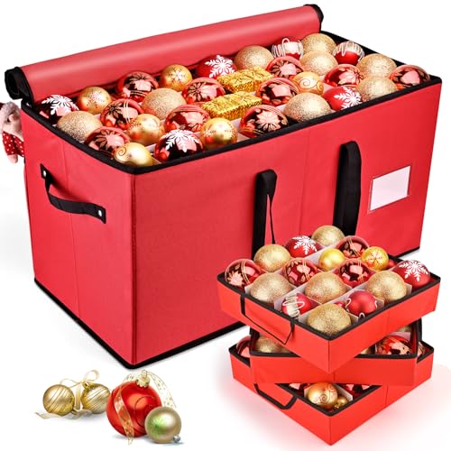 Mrrihand Christmas Ornament Storage Box, Ornament Storage Container with 8