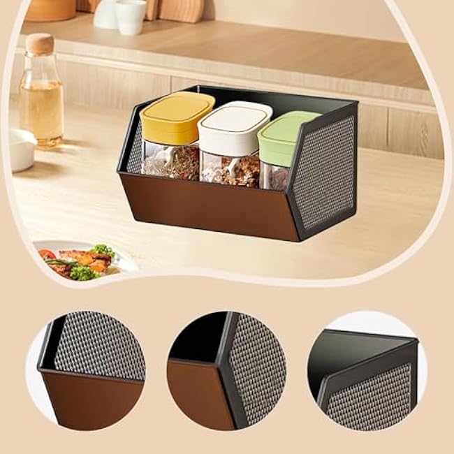 Hanging Kitchen Shelf with Anti-Rust Coating Stable Organizer for Refrigerator Made of Steel with Ventilation Grilles Space-Saving and Practical for, S