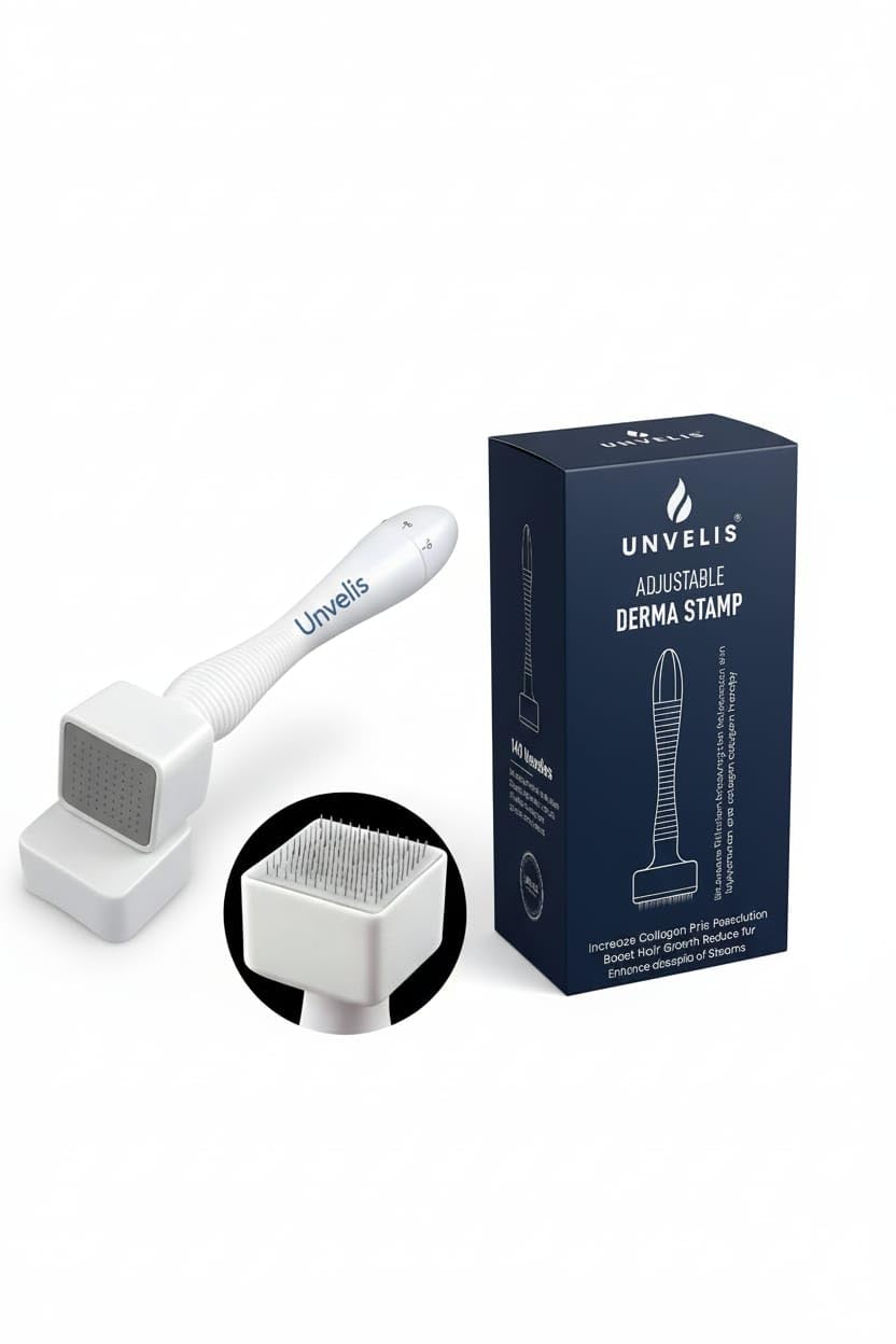 140 Titanium Adjustable Micro Needles Facial Derma Roller Kit for Skin Repair, Face, Hair & Beard Growth