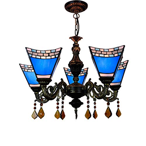 Suspension en verre multicolore 5 têtes luminaire de plafond 24 pouces bar
