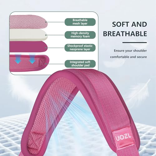 Image of 67 Inch Shoulder Straps, Soft with Ultra-Thick Fixed Shoulder Pad, Two Way Independently Adjustable Buckle Replacement Straps for Laptop Bag Messenger Bag Tool Bag Luggage,Rose Red