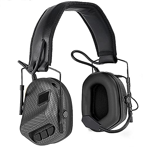 AQzxdc Auriculares Tácticos Detrás De La Cabeza, Control Remoto por Radio, PPT, Cancelación De Ruido, Walkie Talkie, para Airsoft, Caza Militar, Juego De Guerra, Tiro, Aviación,Carbon Fiber