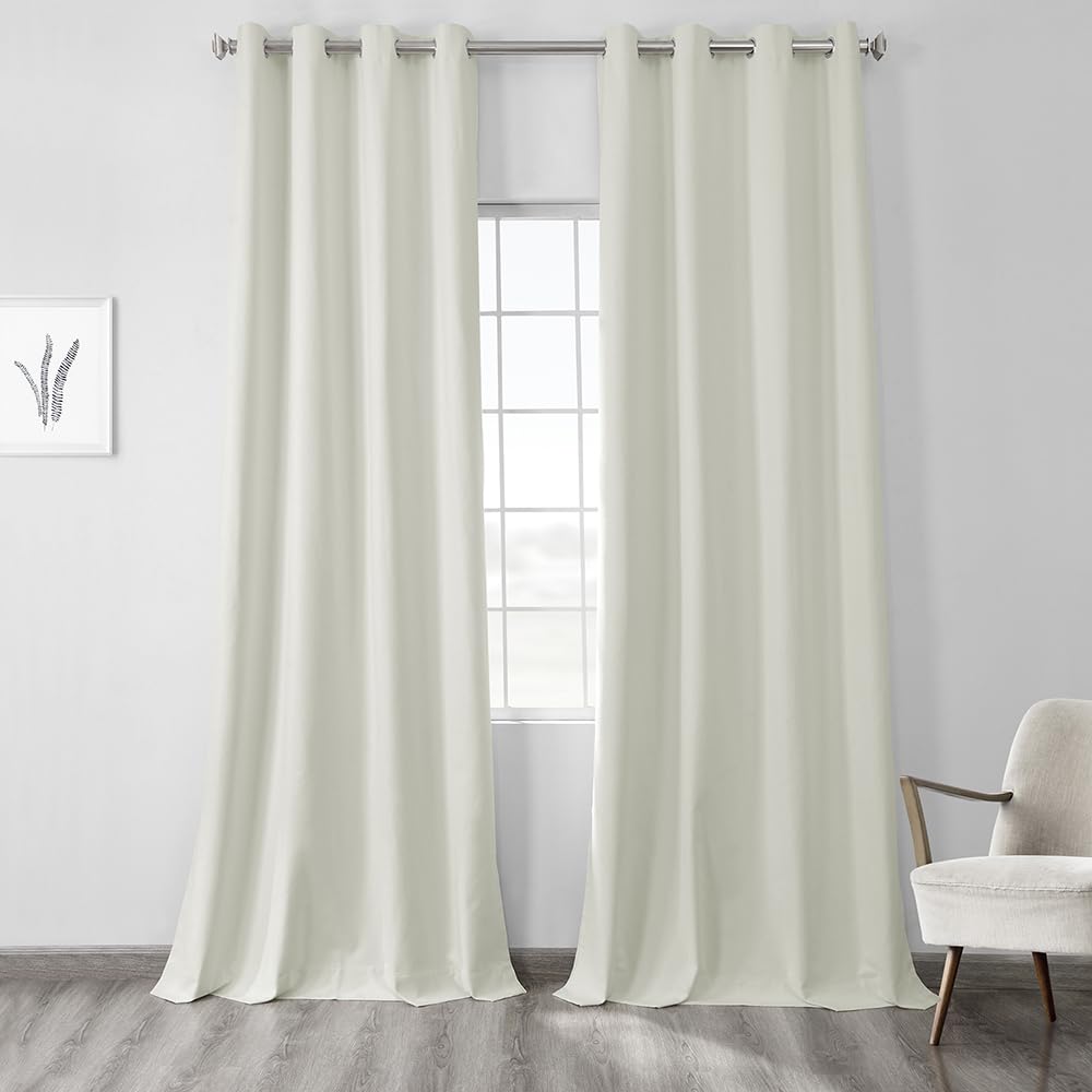 HPD Half Price Drapes Grommet Blackout Curtains for Bedroom Thermal Cross Linen 50 X 84 (1 Panel), FLCW-CBO191-84-GR, Starlight Off White
