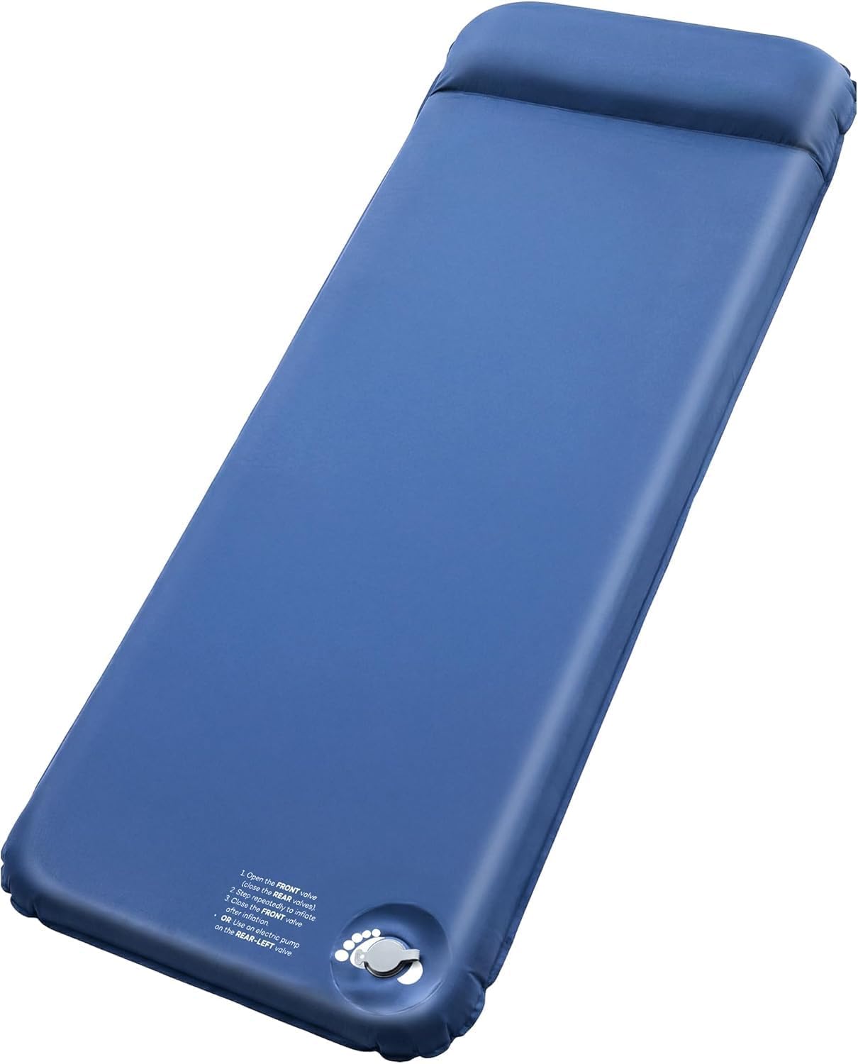 Memory Sleeping Pad, 3.1" Ultra-Thick Foam Sleeping Mat for Camping, Self-Inflating Sleeping Pad with Pillow, Quiet & 9.5 R-Value, 4-Season Camping Mattress Pad for Tent Car Travel (Dark Blue)