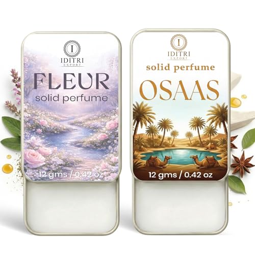Image of IDITRI EXPORT Solid Perfume |Osaas&Fleur Alcohol Free Wax Perfume Balm, Long Lasting | Pocket Tin 12g, Pack Of 2| Non Greasy Smooth Glide, Travel Friendly Men And Women