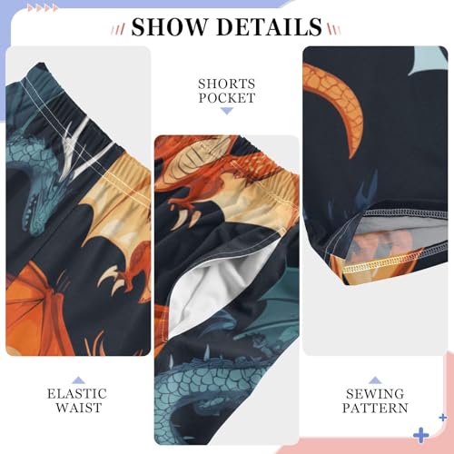 Dragons Flying Boys Long Pants Soft Trousers Elastic Waist Kids Lounge Bottoms with Pockets S-XL4