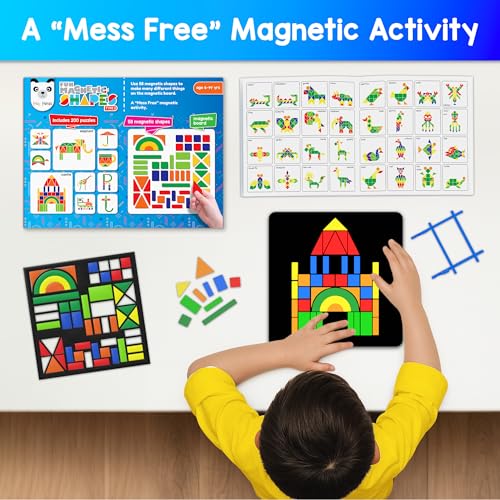 Image of PLAY PANDA Magnetic Puzzle Set for Kids with 58 Shapes & 200 Patterns